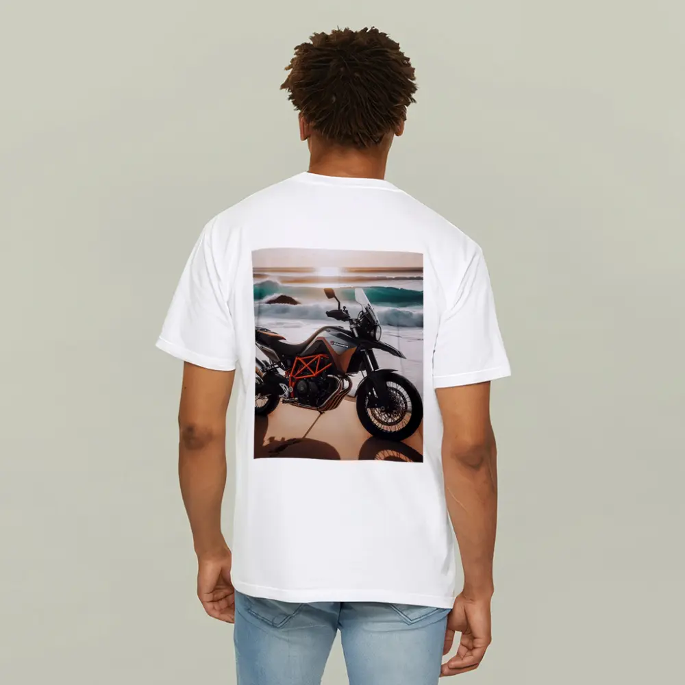 KTM Adventure Motorcycle Parked On Beach – T-Shirts