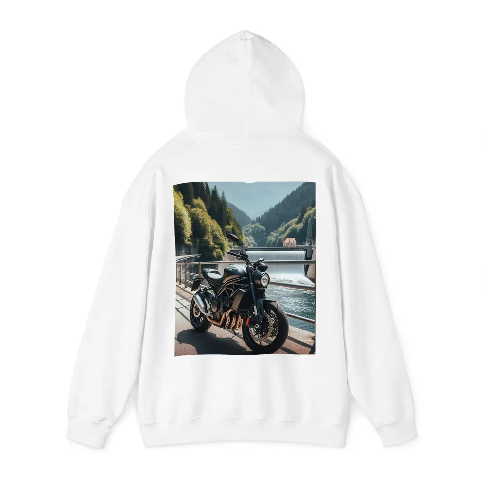 Dark Naked Bike Bridge Mountain River – Hoodies