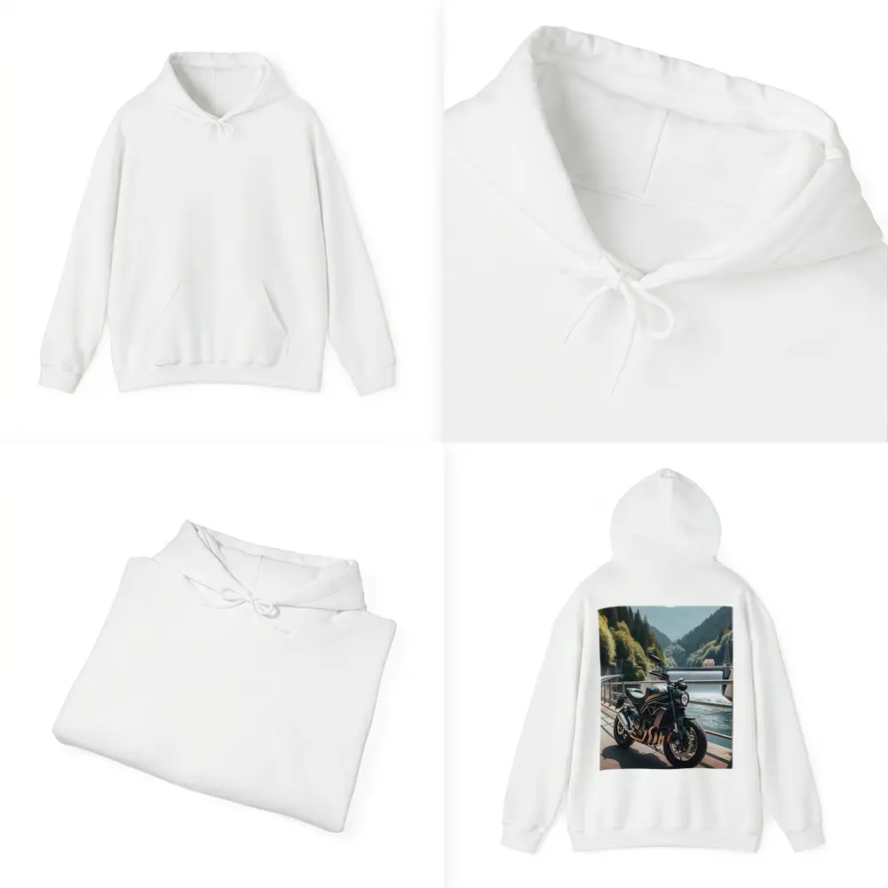 Dark Naked Bike Bridge Mountain River – Hoodies