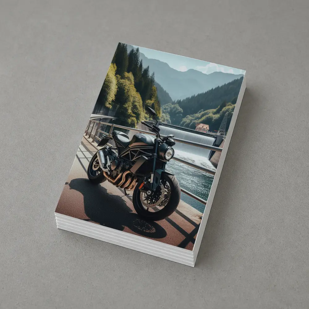 Dark Naked Bike Bridge Mountain River – Postcards