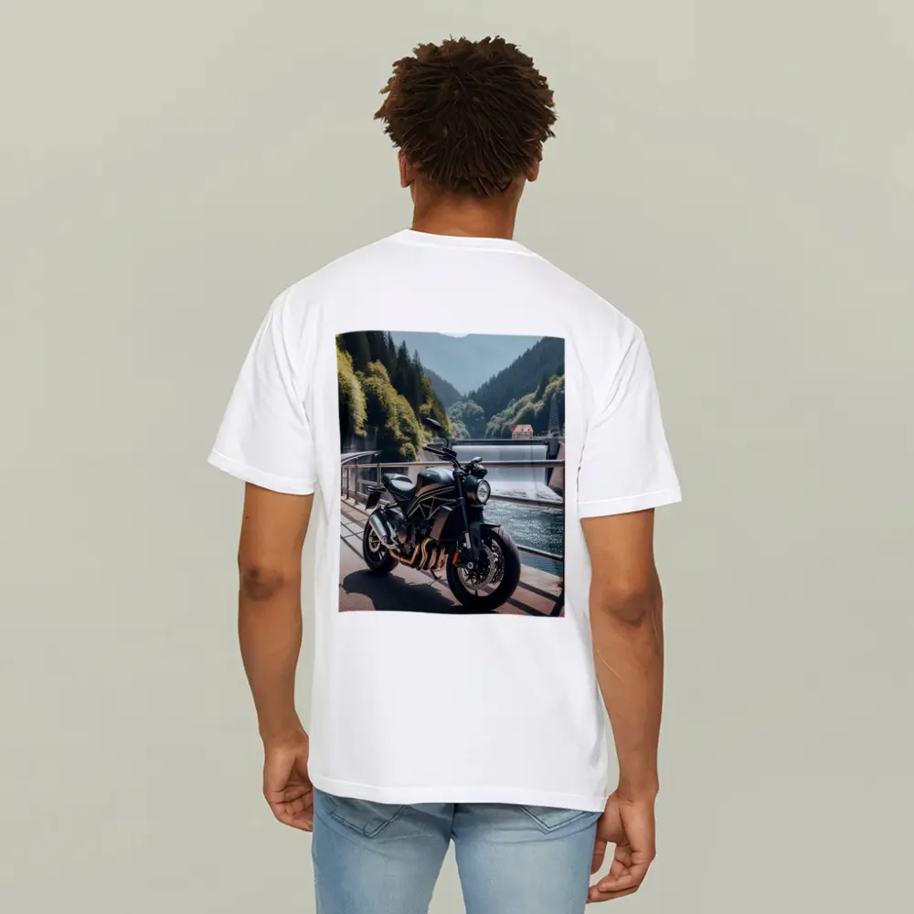 Dark Naked Bike Bridge Mountain River – T-Shirts