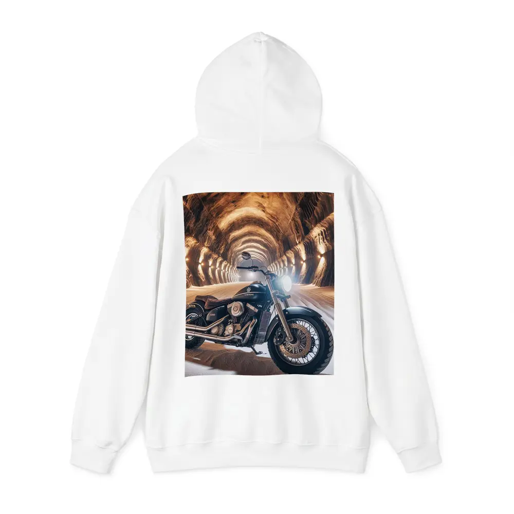 Black Cruiser Motorcycle Inside Stone Tunnel – Hoodies