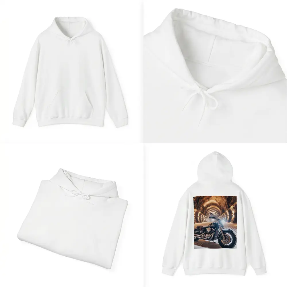 Black Cruiser Motorcycle Inside Stone Tunnel – Hoodies