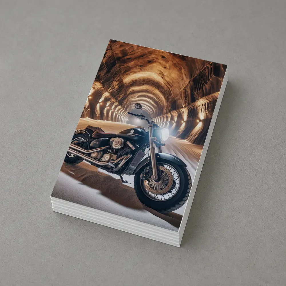 Black Cruiser Motorcycle Inside Stone Tunnel – Postcards