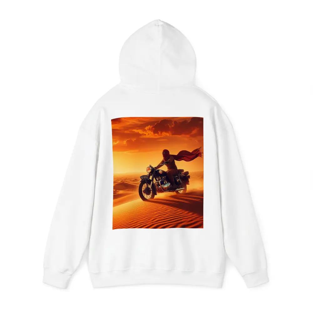 Royal Enfield Rider Crossing Desert Sand Dunes – Hoodies
