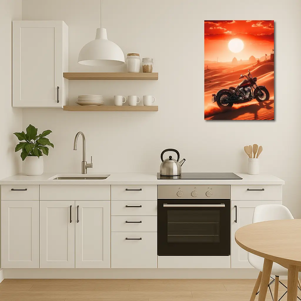 Harley Davidson Chopper Desert Sunset Scene – Wall Art