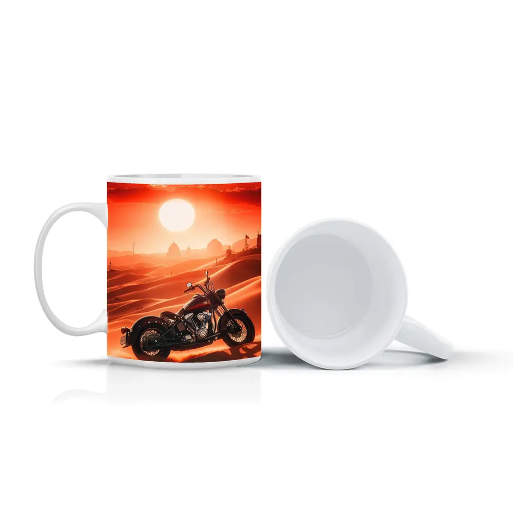 Harley Davidson Chopper Desert Sunset Scene – Mugs