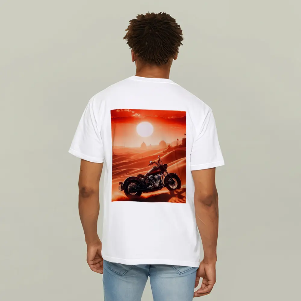 Harley Davidson Chopper Desert Sunset Scene – T-Shirts