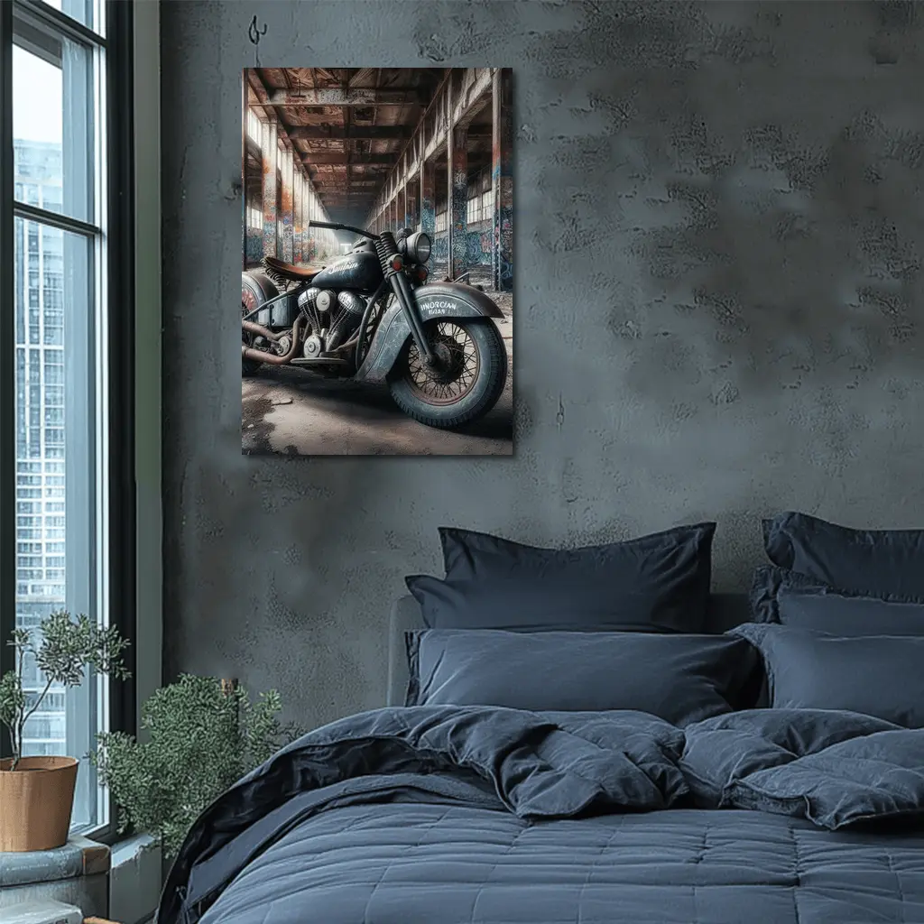 Indian Motorcycle Abandoned Factory Graffiti Walls – Wall Art