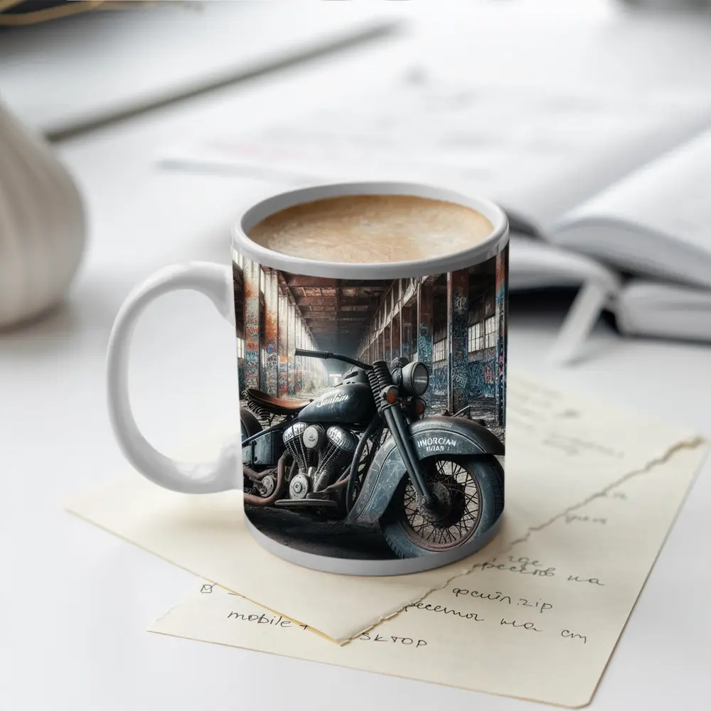 Indian Motorcycle Abandoned Factory Graffiti Walls – Mugs
