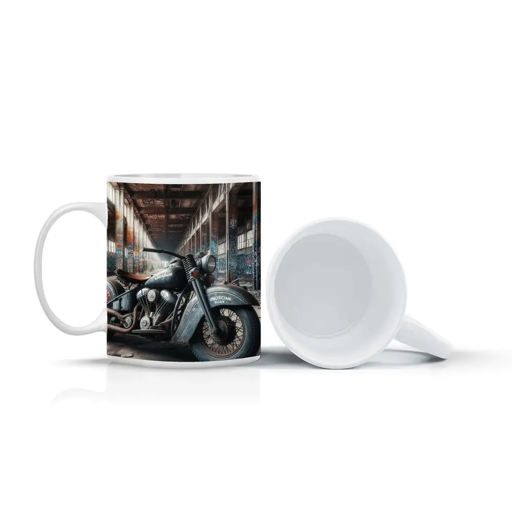 Indian Motorcycle Abandoned Factory Graffiti Walls – Mugs