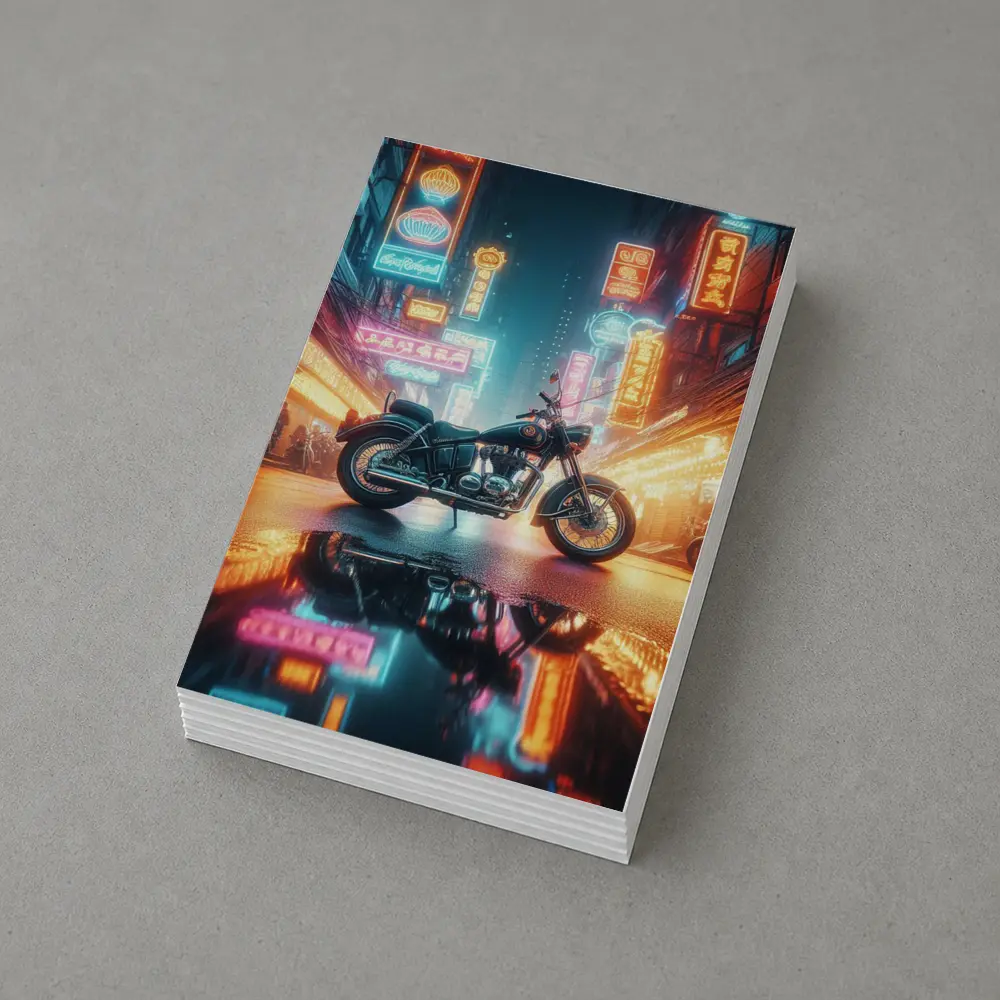 Classic Cruiser Motorcycle Neon City Night – Postcards