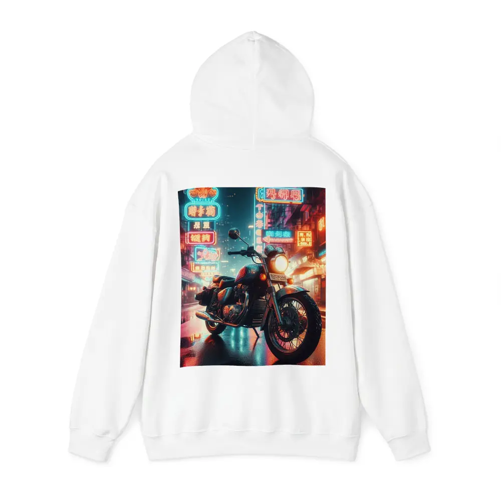 Classic Cruiser Motorcycle Neon City Night – Hoodies