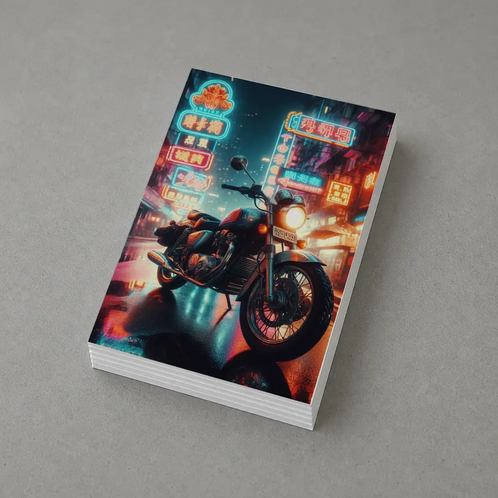 Classic Cruiser Motorcycle Neon City Night – Postcards