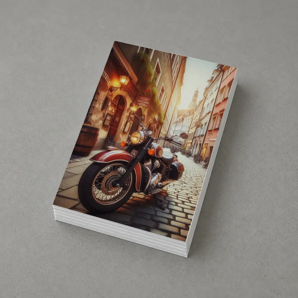 Classic Cruiser Motorcycle Cobblestone European Street – Postcards