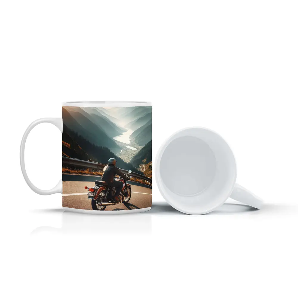 Vintage Cafe Racer Motorcycle Mountain Valley Road – Mugs