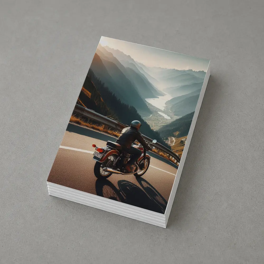 Vintage Cafe Racer Motorcycle Mountain Valley Road – Postcards