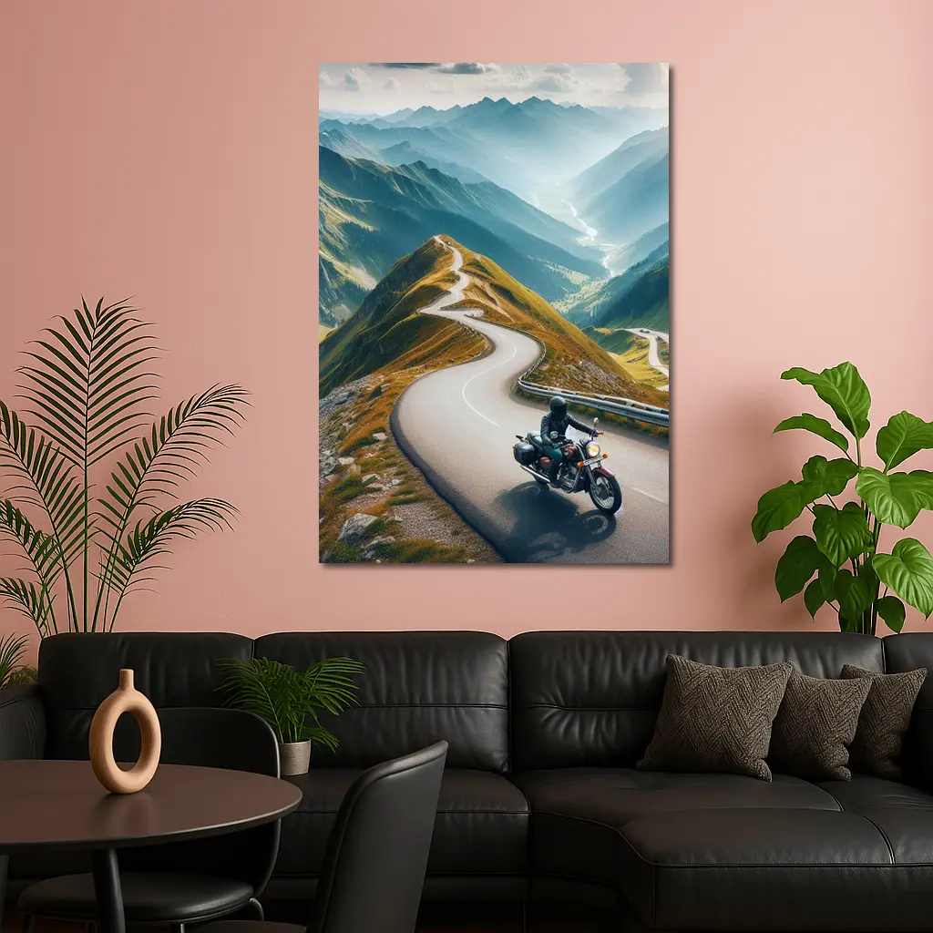 Cruiser Motorcycle Winding Mountain Road – Wall Art
