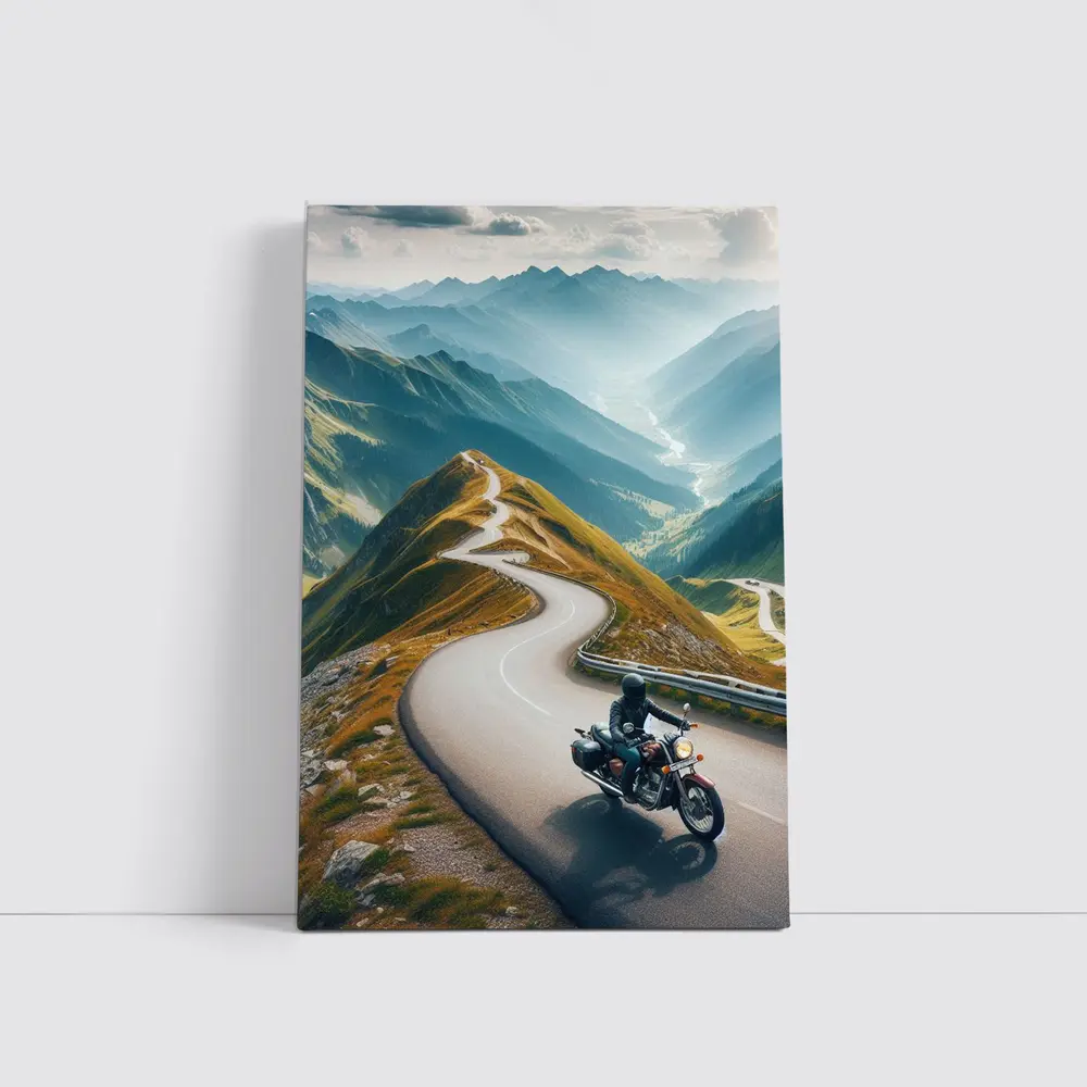 Cruiser Motorcycle Winding Mountain Road – Wall Art