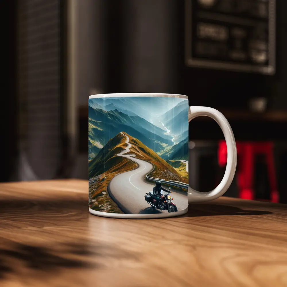 Cruiser Motorcycle Winding Mountain Road – Mugs