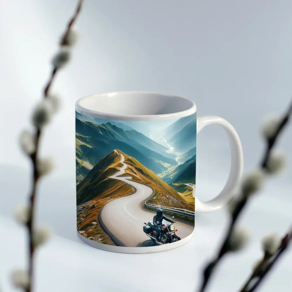 Cruiser Motorcycle Winding Mountain Road – Mugs