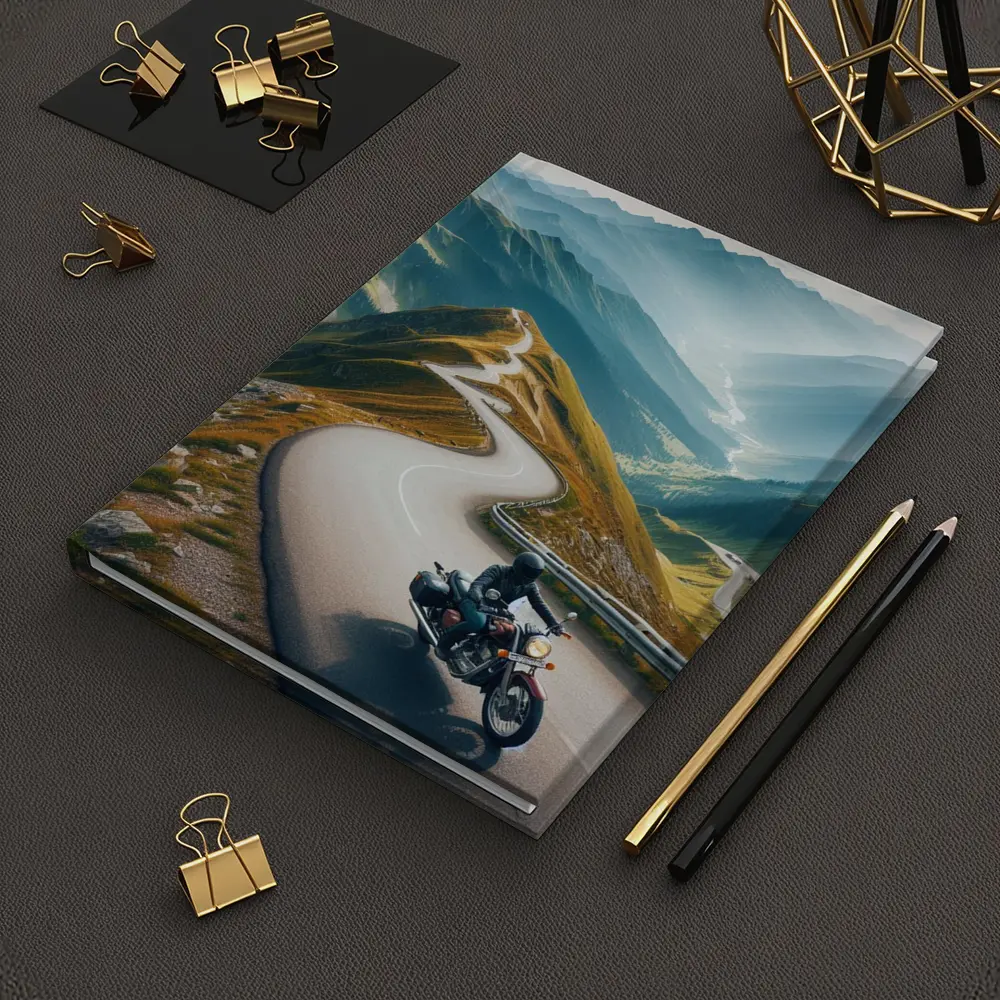 Cruiser Motorcycle Winding Mountain Road – Notebooks