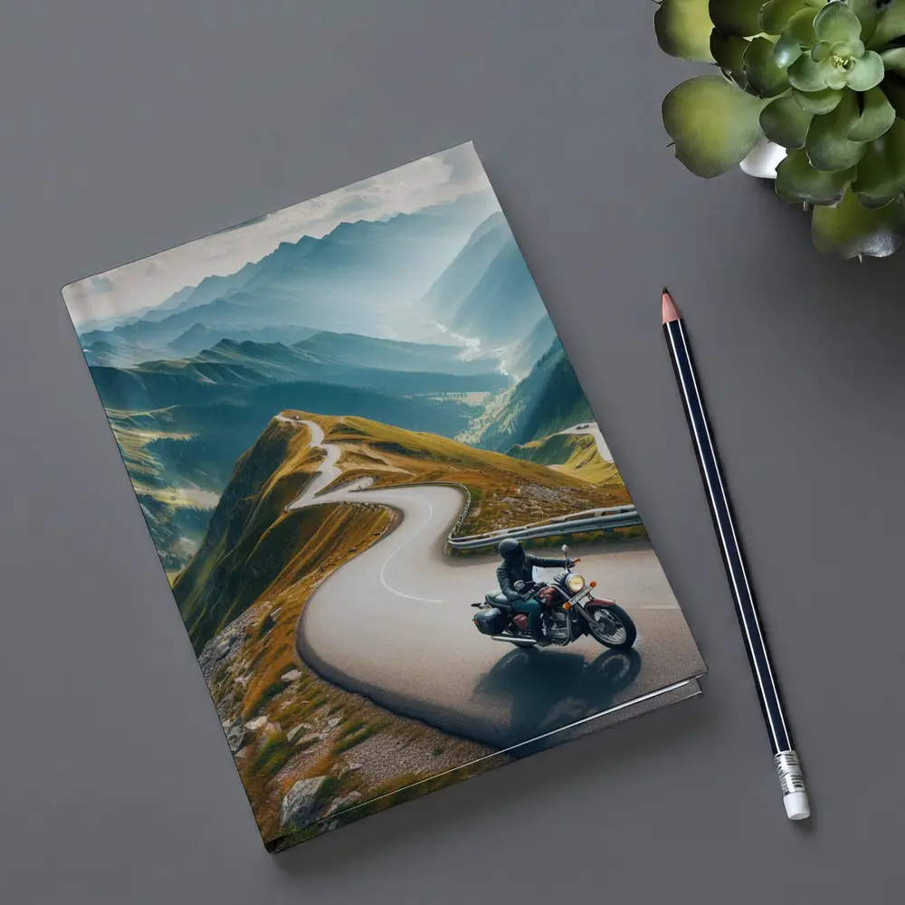 Cruiser Motorcycle Winding Mountain Road – Notebooks