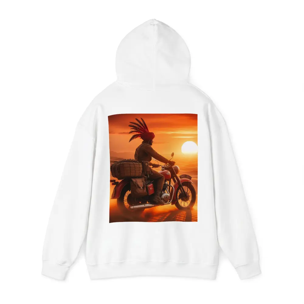 Rider on Motorcycle Desert Sunset Scene – Hoodies