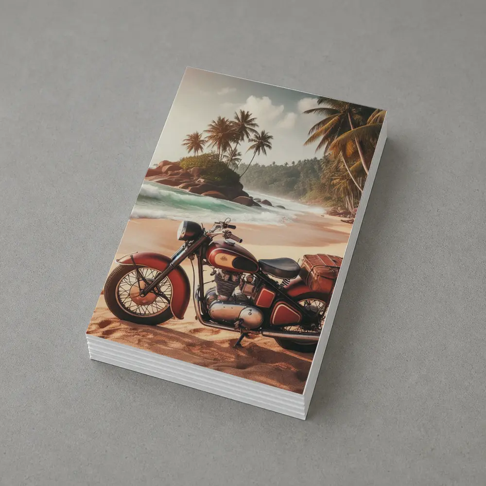 Vintage Red Cruiser Motorcycle Tropical Beach – Postcards
