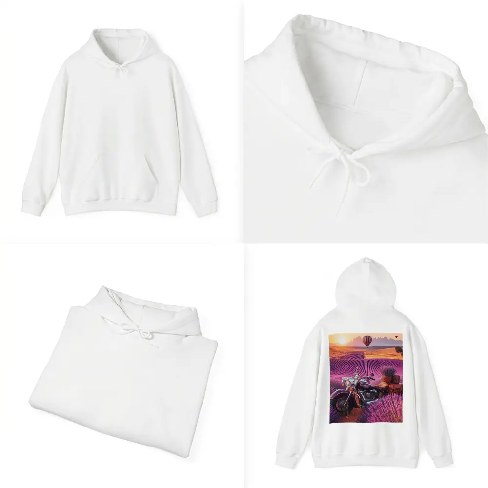 Indian Cruiser Motorcycle Lavender Field Sunset – Hoodies