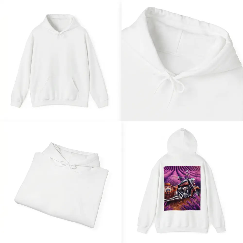 Indian Motorcycle Parked In Lavender Fields – Hoodies