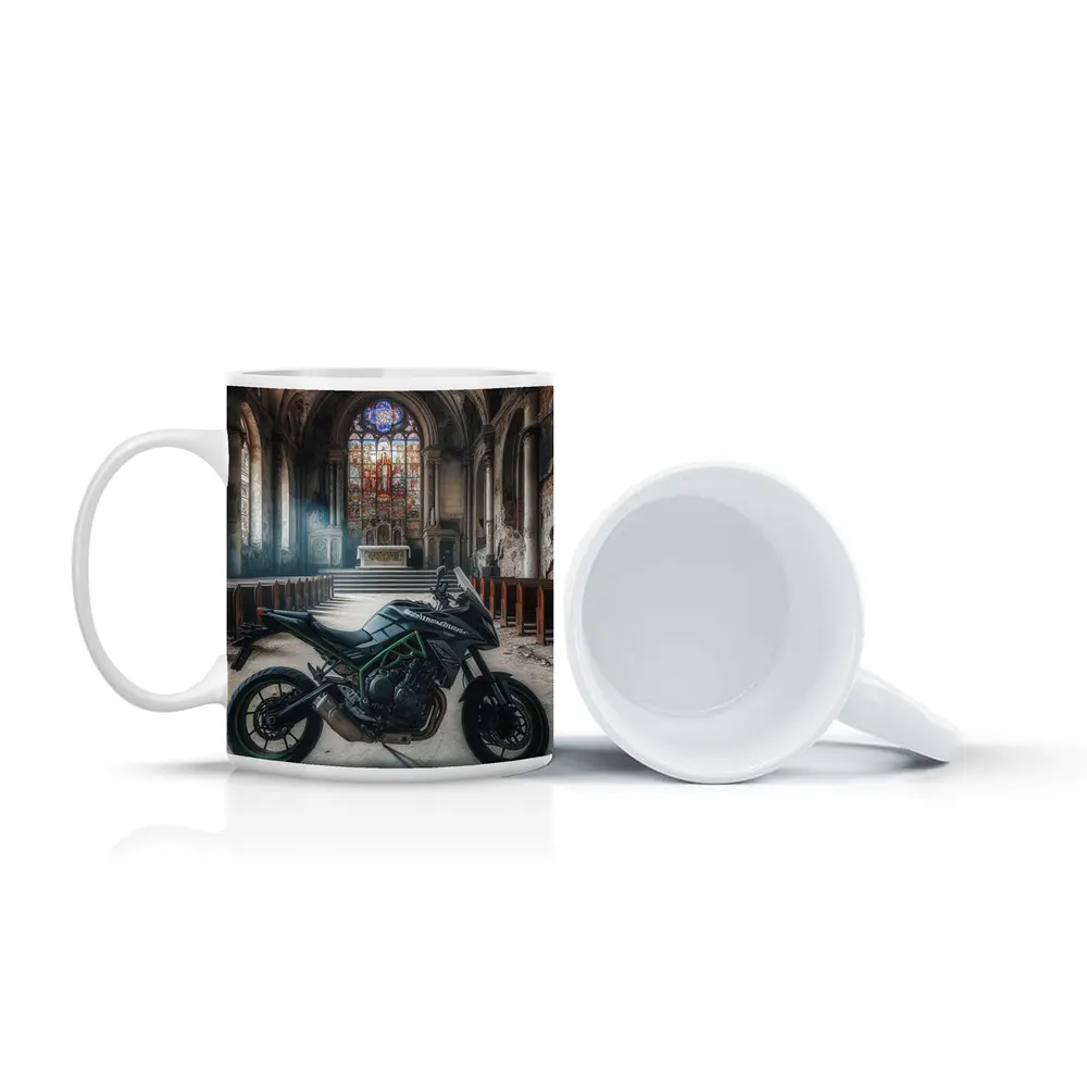 Kawasaki Naked Bike Abandoned Church Interior – Mugs