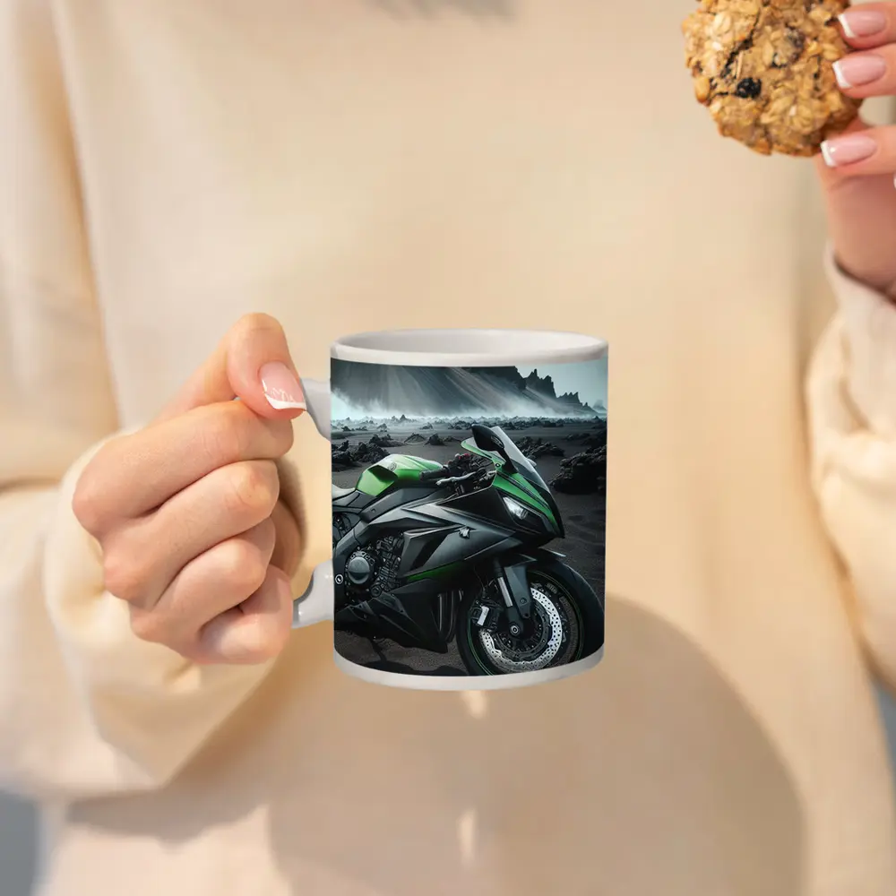 Kawasaki Ninja Green Black Volcanic Landscape – Mugs