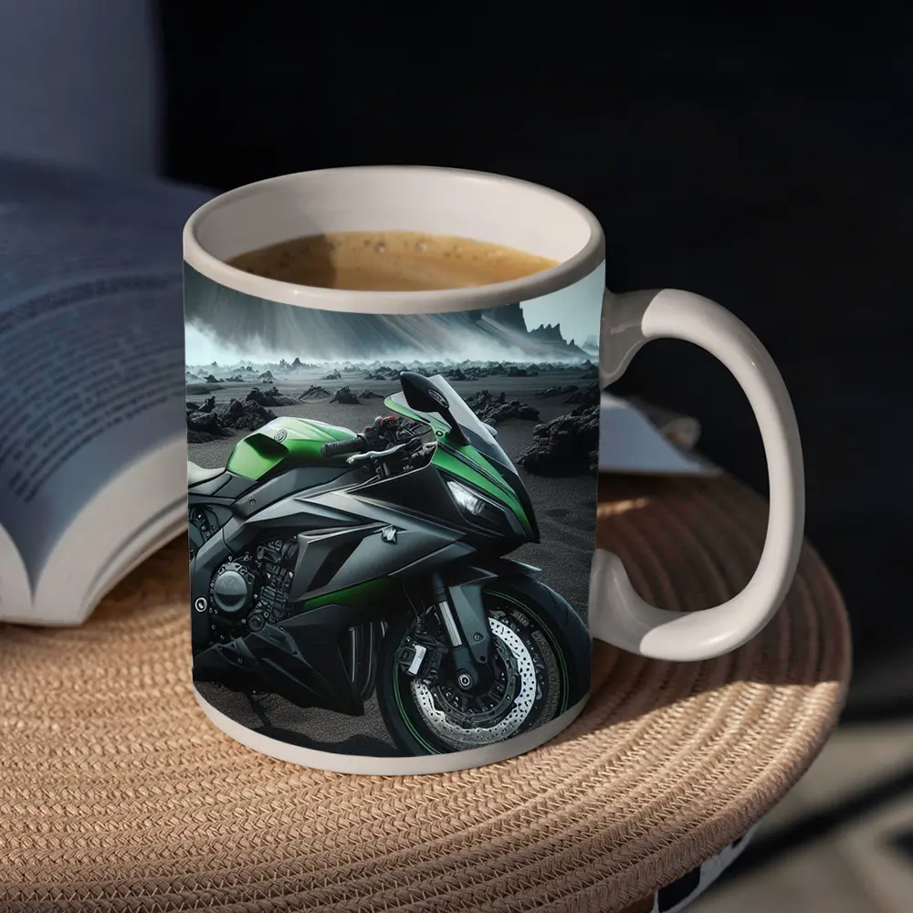 Kawasaki Ninja Green Black Volcanic Landscape – Mugs