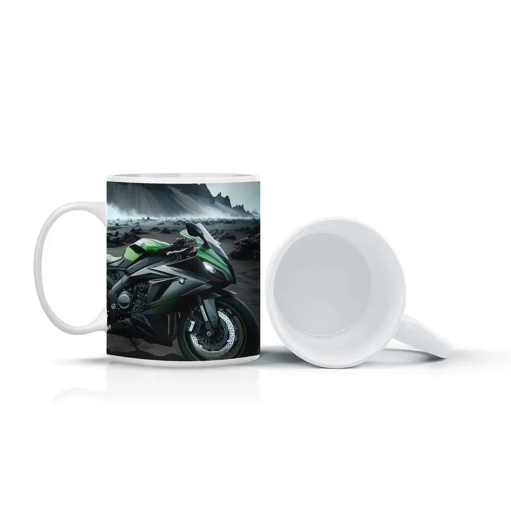 Kawasaki Ninja Green Black Volcanic Landscape – Mugs