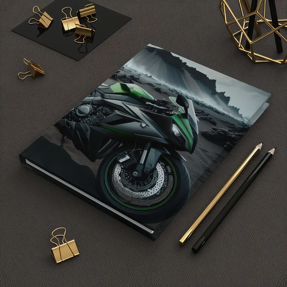 Kawasaki Ninja Green Black Volcanic Landscape – Notebooks