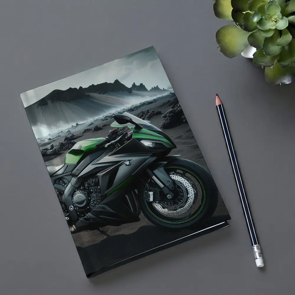Kawasaki Ninja Green Black Volcanic Landscape – Notebooks
