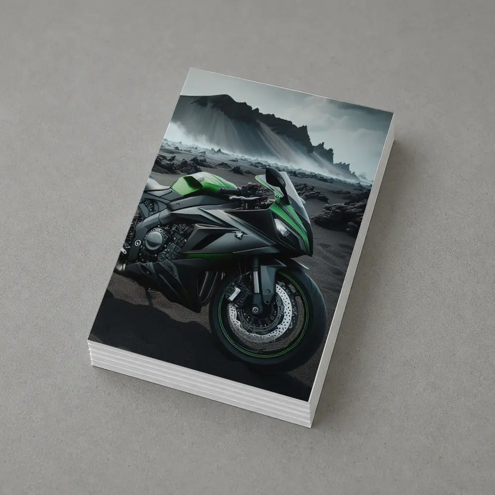 Kawasaki Ninja Green Black Volcanic Landscape – Postcards