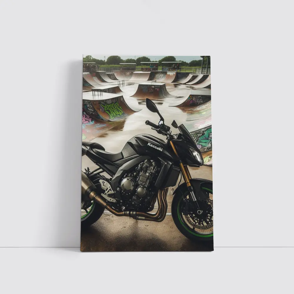 Kawasaki Naked Bike Skatepark Graffiti Background – Wall Art