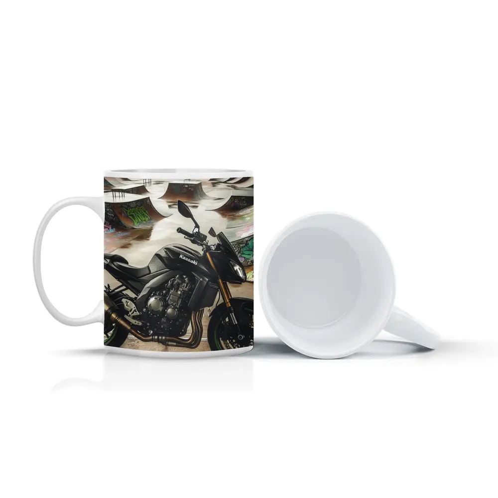 Kawasaki Naked Bike Skatepark Graffiti Background – Mugs