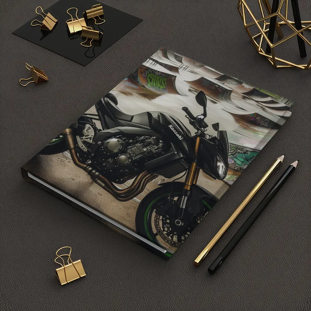 Kawasaki Naked Bike Skatepark Graffiti Background – Notebooks