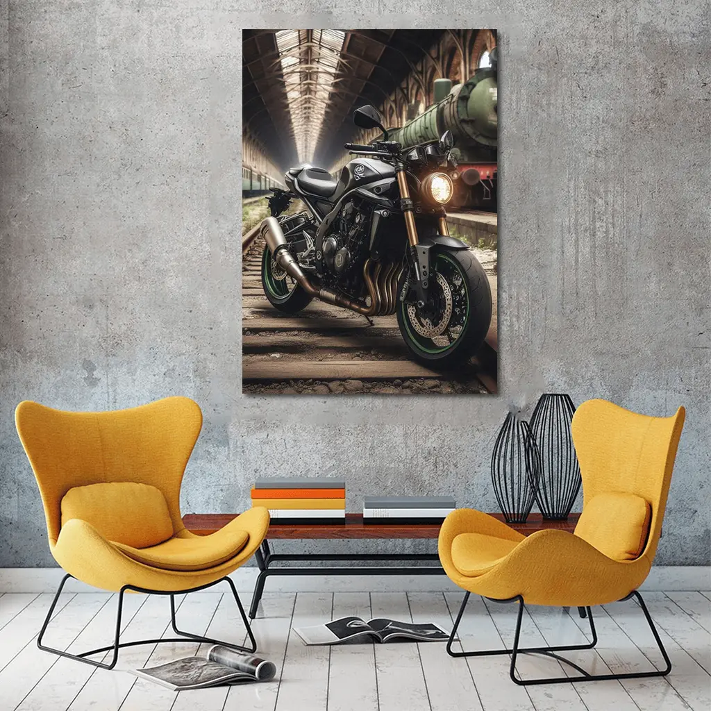 Yamaha Naked Bike Abandoned Train Station – Wall Art