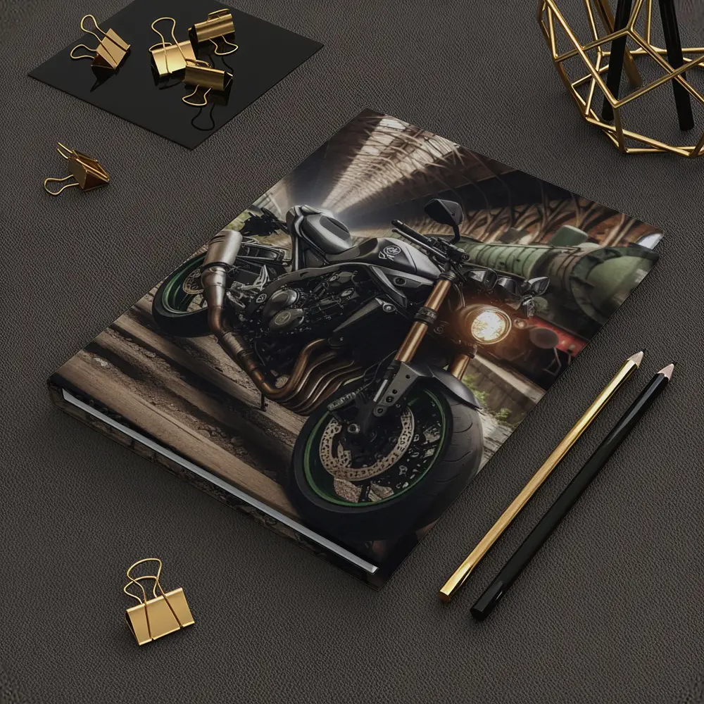Yamaha Naked Bike Abandoned Train Station – Notebooks