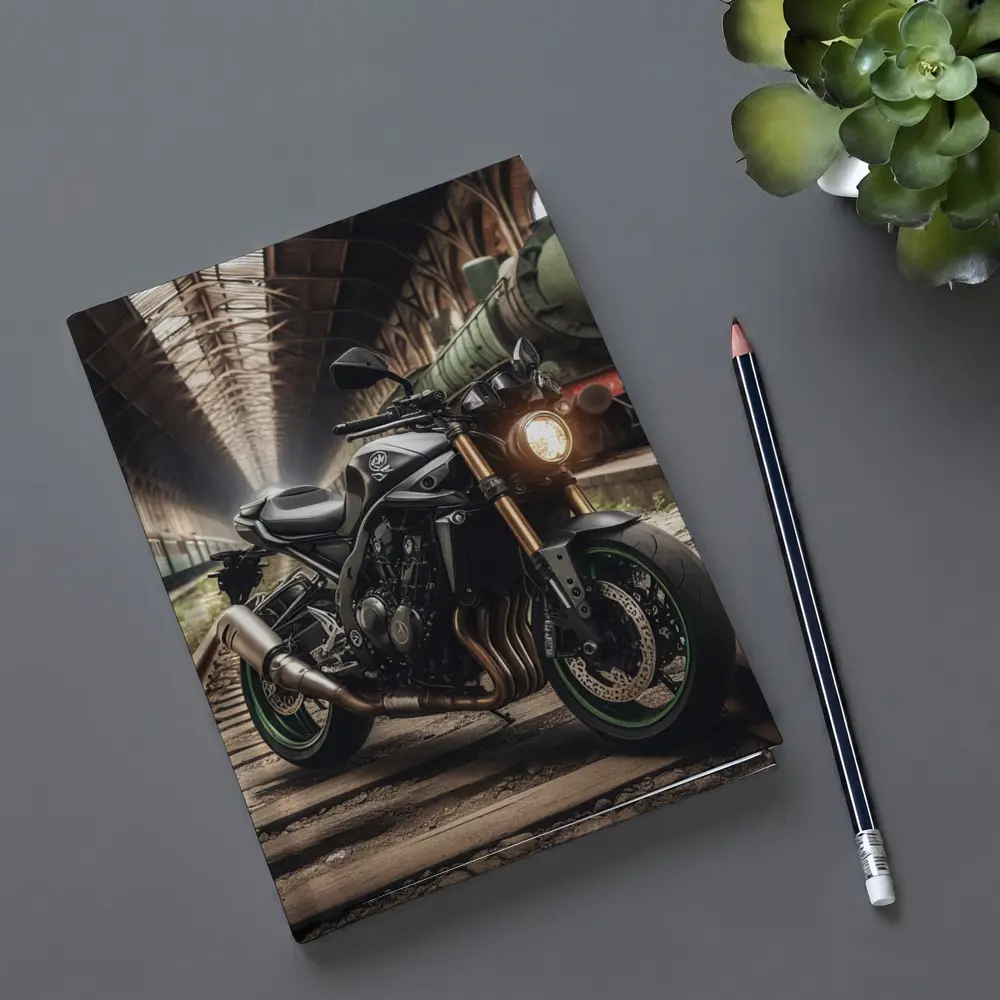 Yamaha Naked Bike Abandoned Train Station – Notebooks
