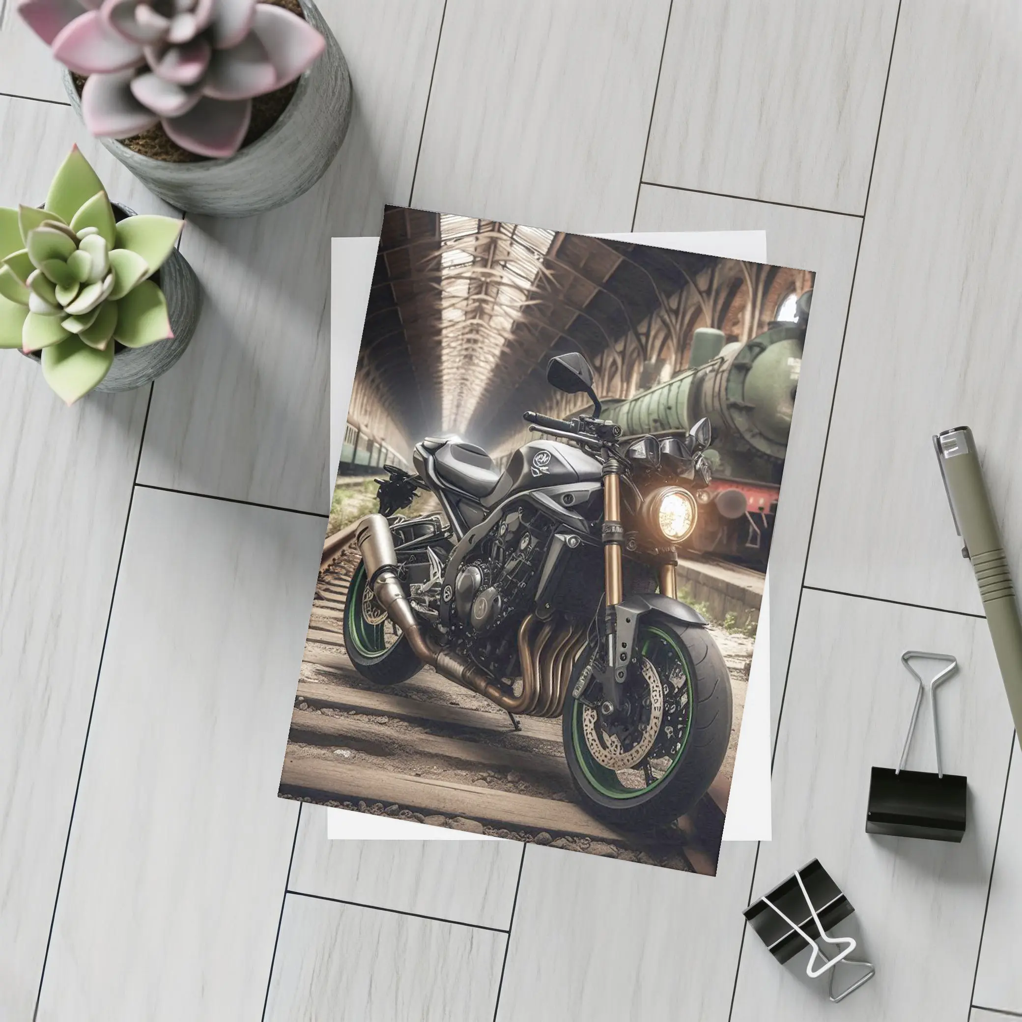Yamaha Naked Bike Abandoned Train Station – Postcards