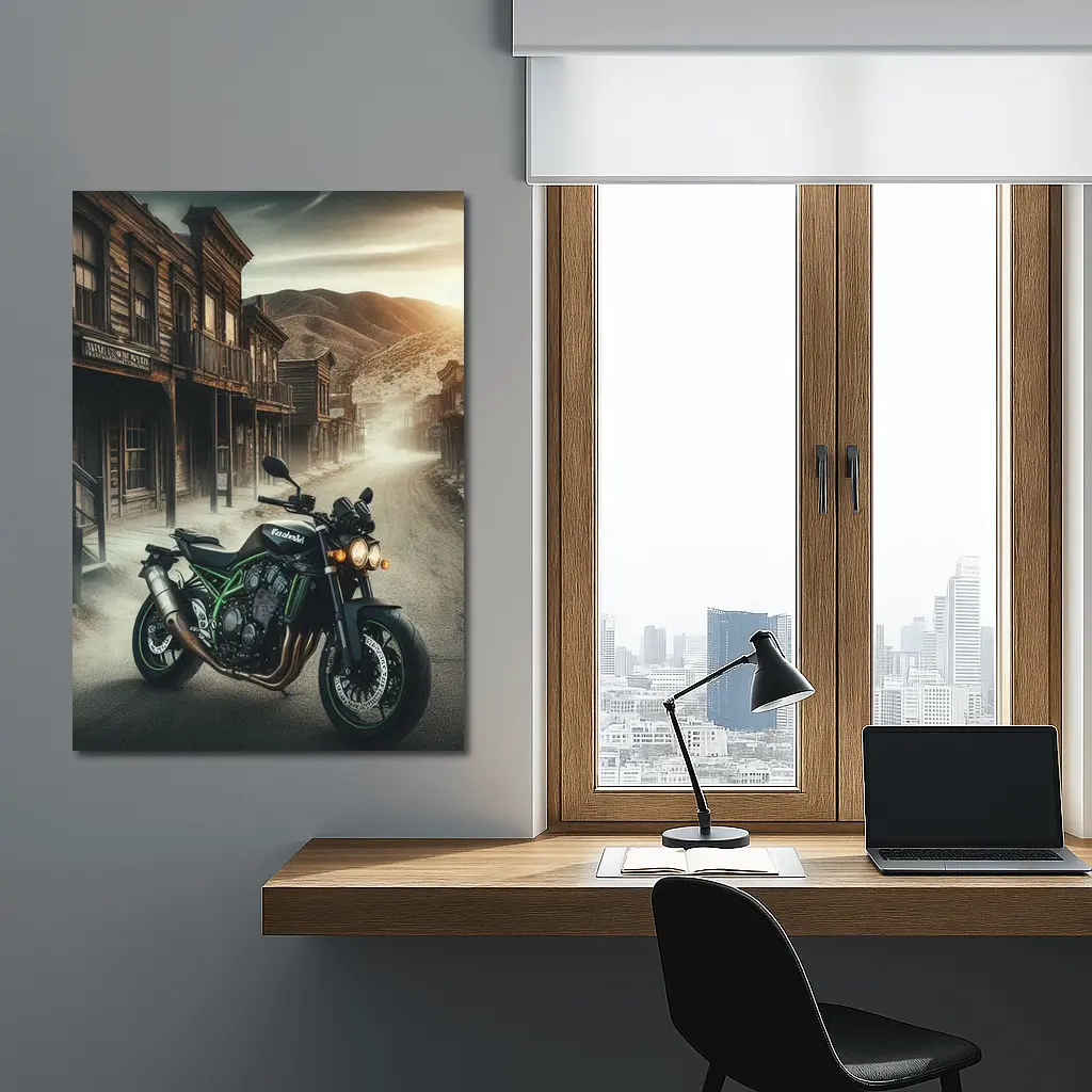 Kawasaki Z900 Naked Bike Wild West Town – Wall Art