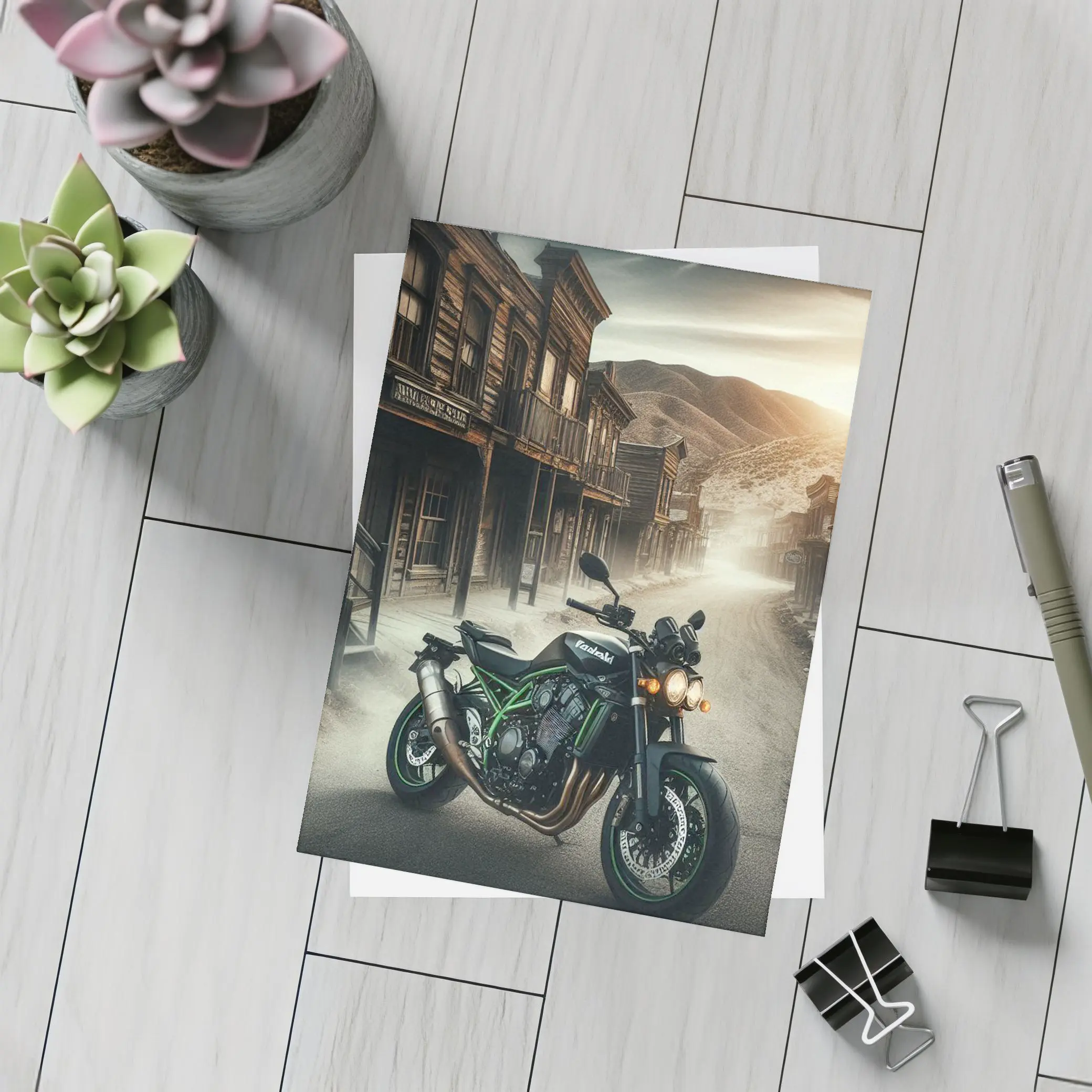 Kawasaki Z900 Naked Bike Wild West Town – Postcards
