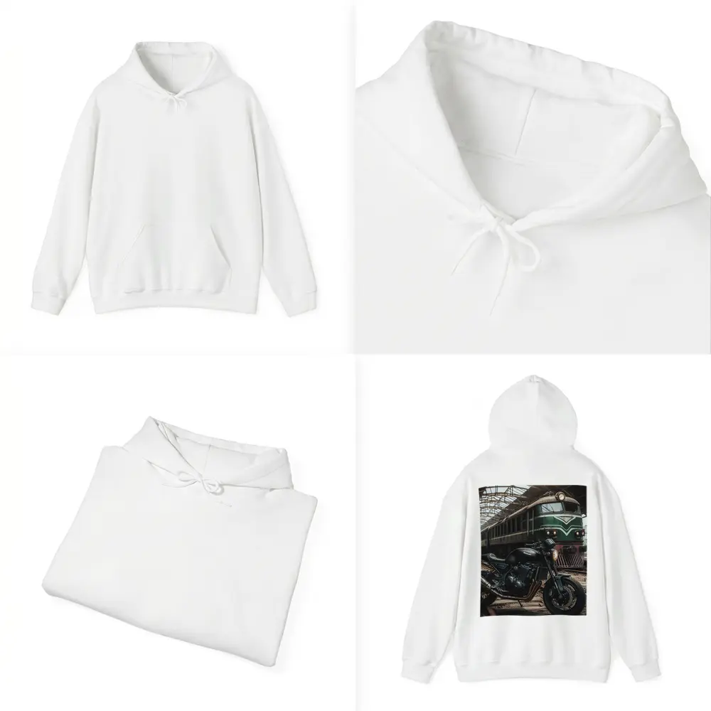 Kawasaki Cafe Racer Motorcycle Abandoned Train Station – Hoodies
