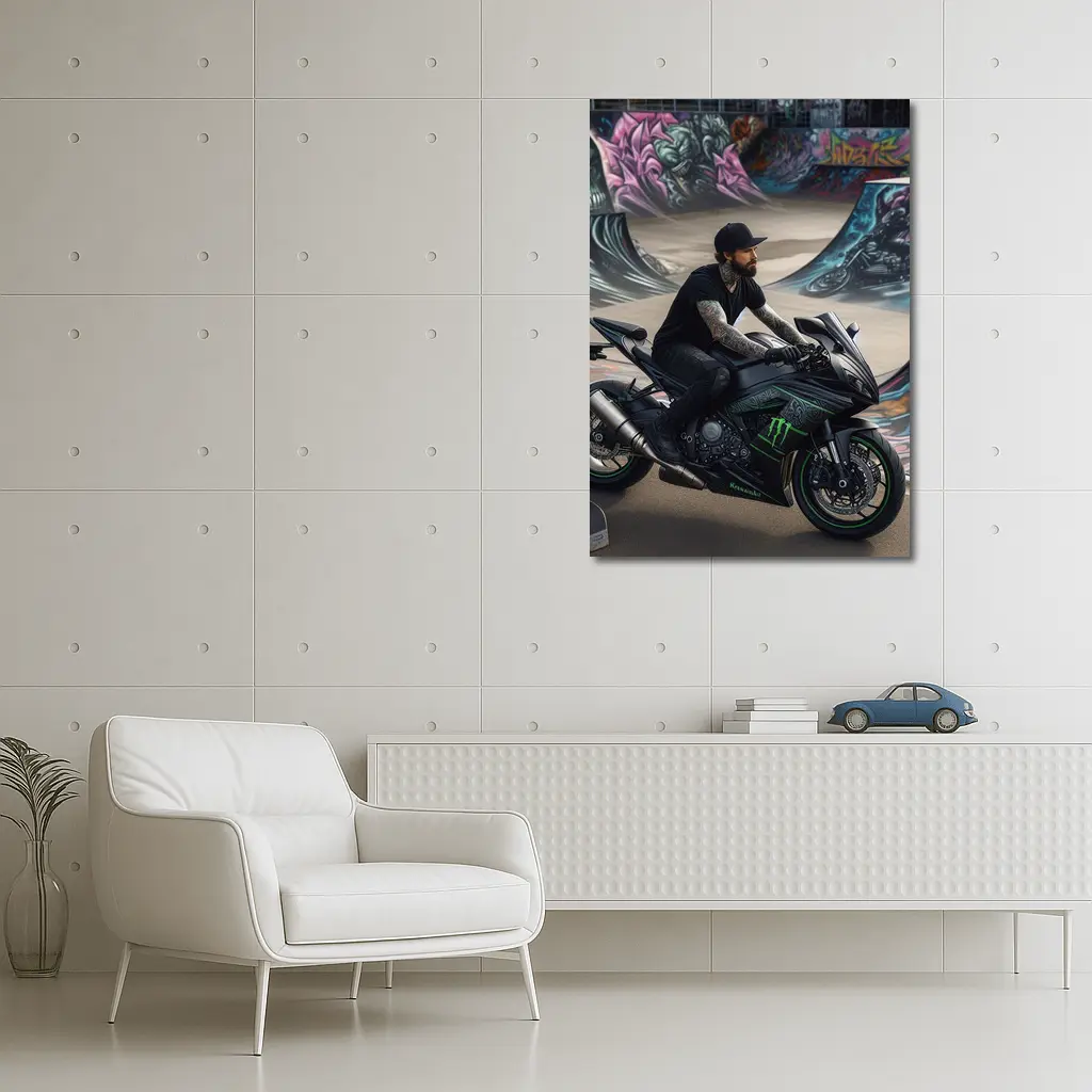 Kawasaki Ninja Rider Skatepark Graffiti Wall – Wall Art