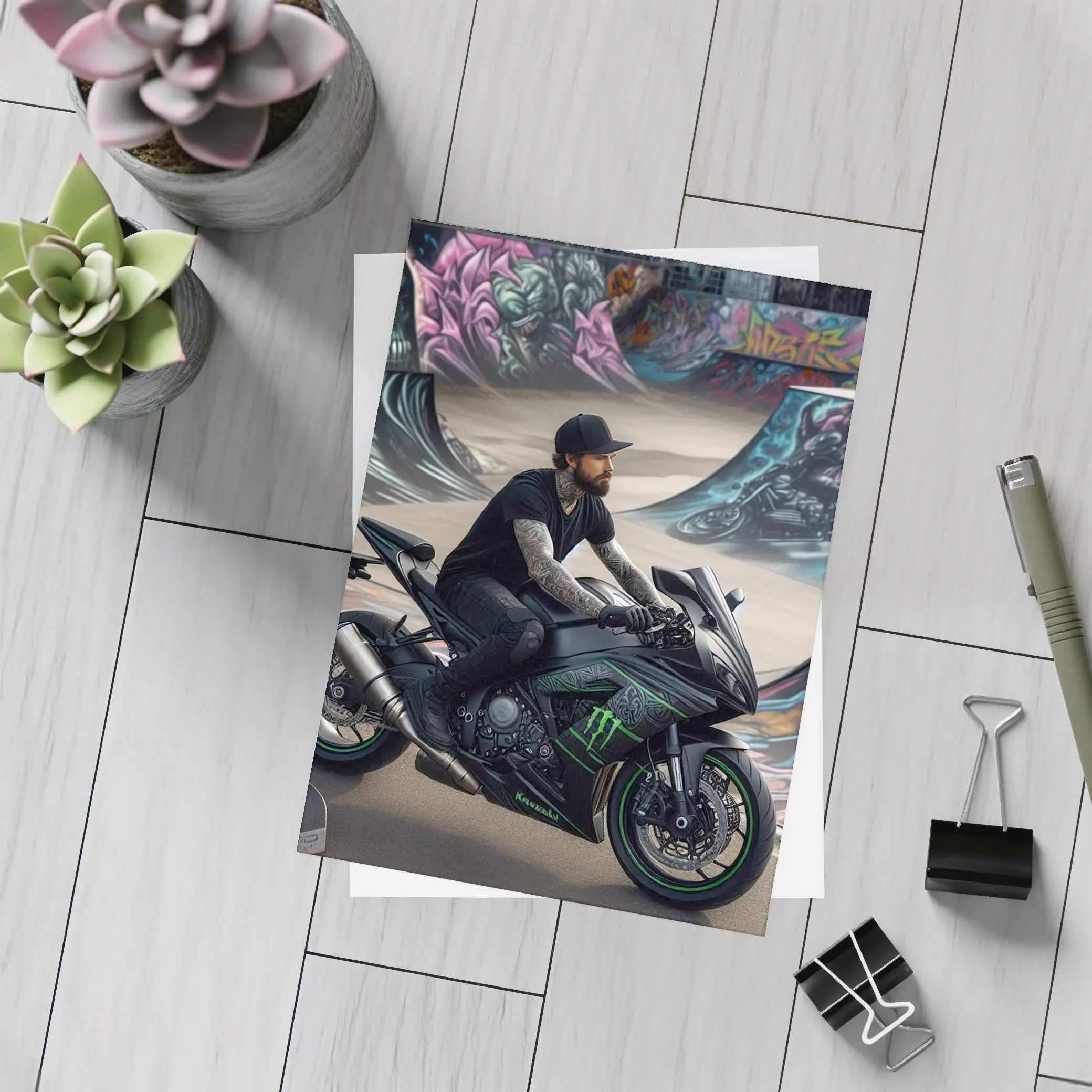 Kawasaki Ninja Rider Skatepark Graffiti Wall – Postcards